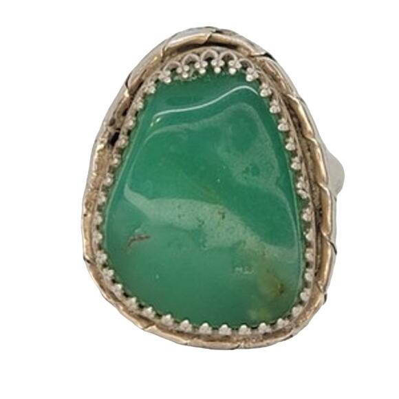 Early Jerry Roan researched Sterling Silver Green Turquoise Mens Ring sz 11.75 - Picture 8 of 10